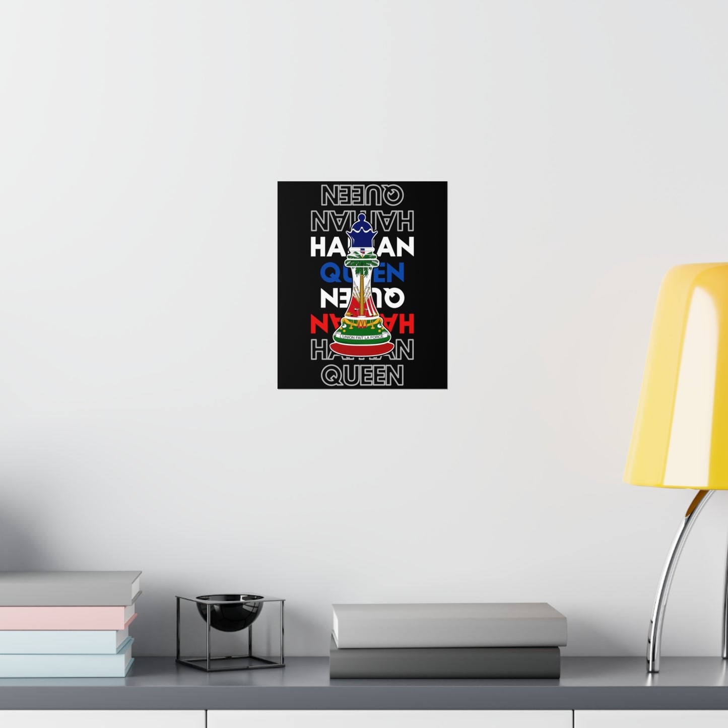 Haitian Queen Chess Piece Text | Haiti Flag Premium Matte Poster