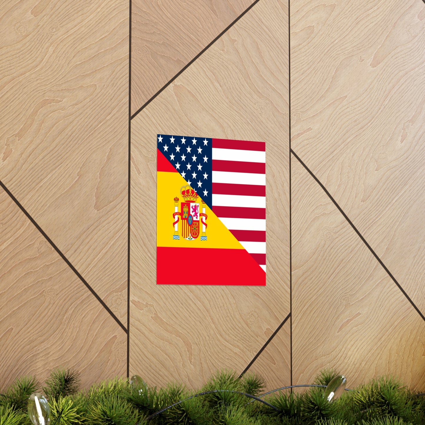 Spain American Flag Half Spanish USA Premium Matte Poster