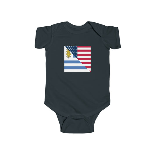 Uruguay American Flag Half Uruguayan USA Baby Bodysuit | Newborn Boy Girl