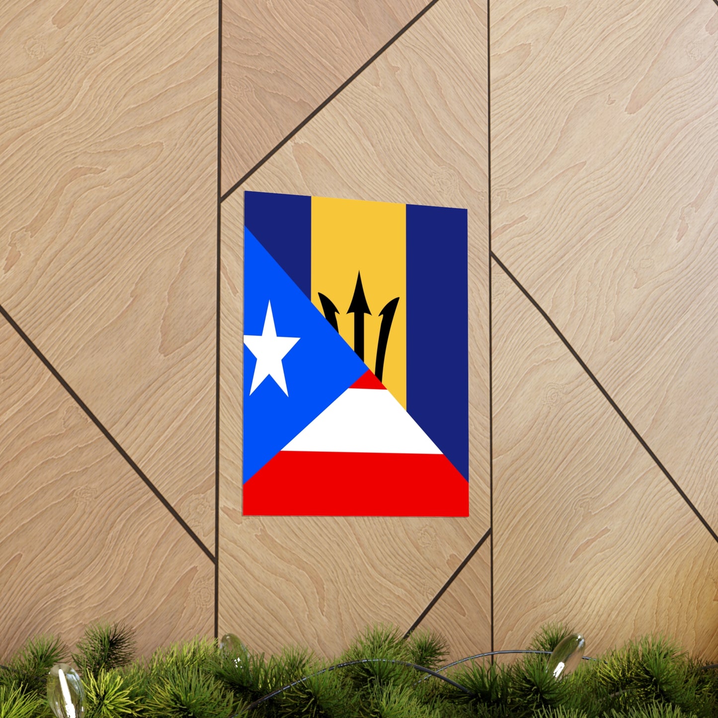 Bajan Puerto Rican Flag Puerto Rico Barbados Premium Matte Poster