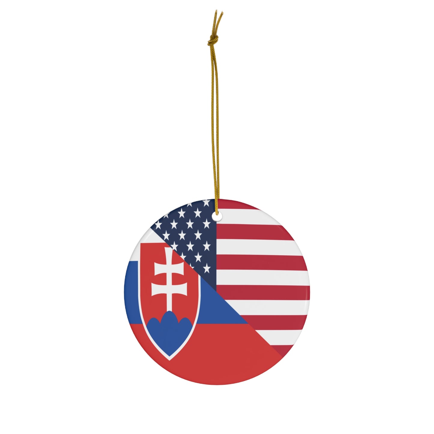 Slovakia American Flag Half Slovakian USA Ceramic Ornament | Christmas Tree Ornaments