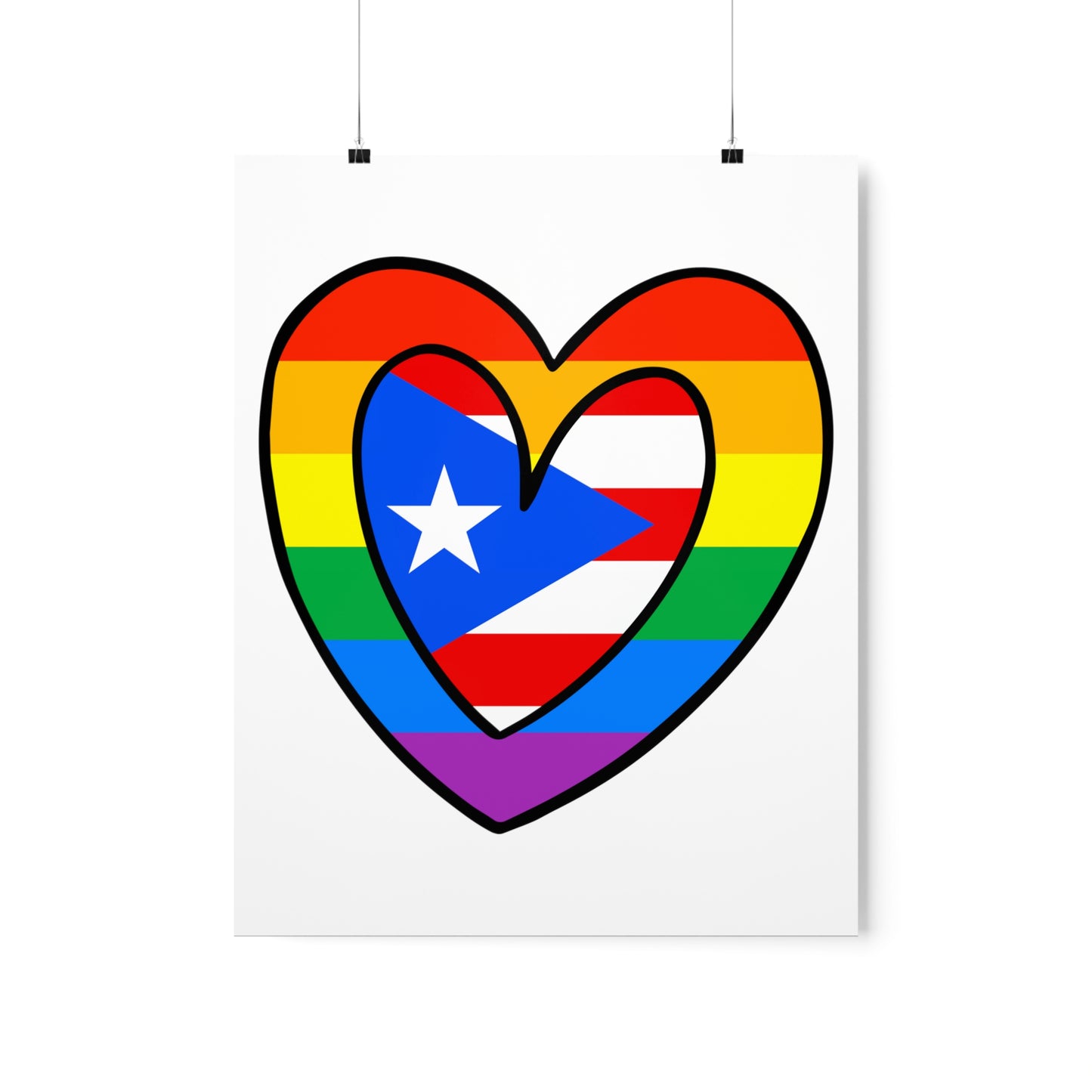 Puerto Rican Rainbow Flag Heart PR Pride Parade Premium Matte Poster