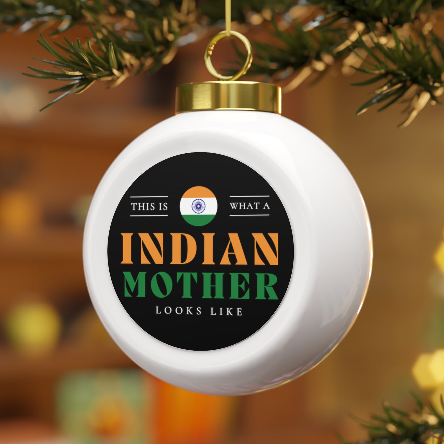 Indian Mother Looks Like India Flag Mothers Day Christmas Tree Ball Ornament