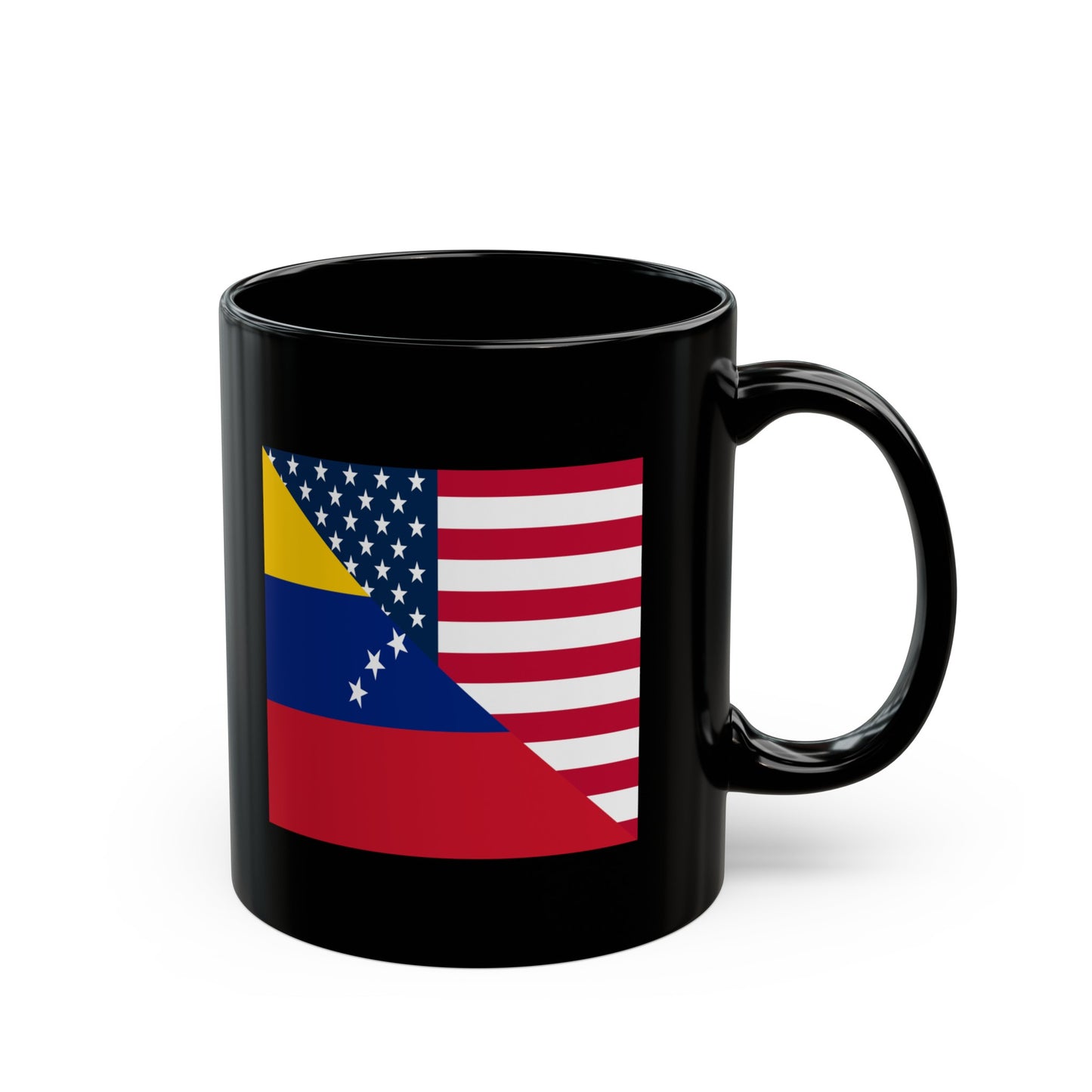 Venezuela American Flag Half Venezuelan USA Black Mug (11oz, 15oz)