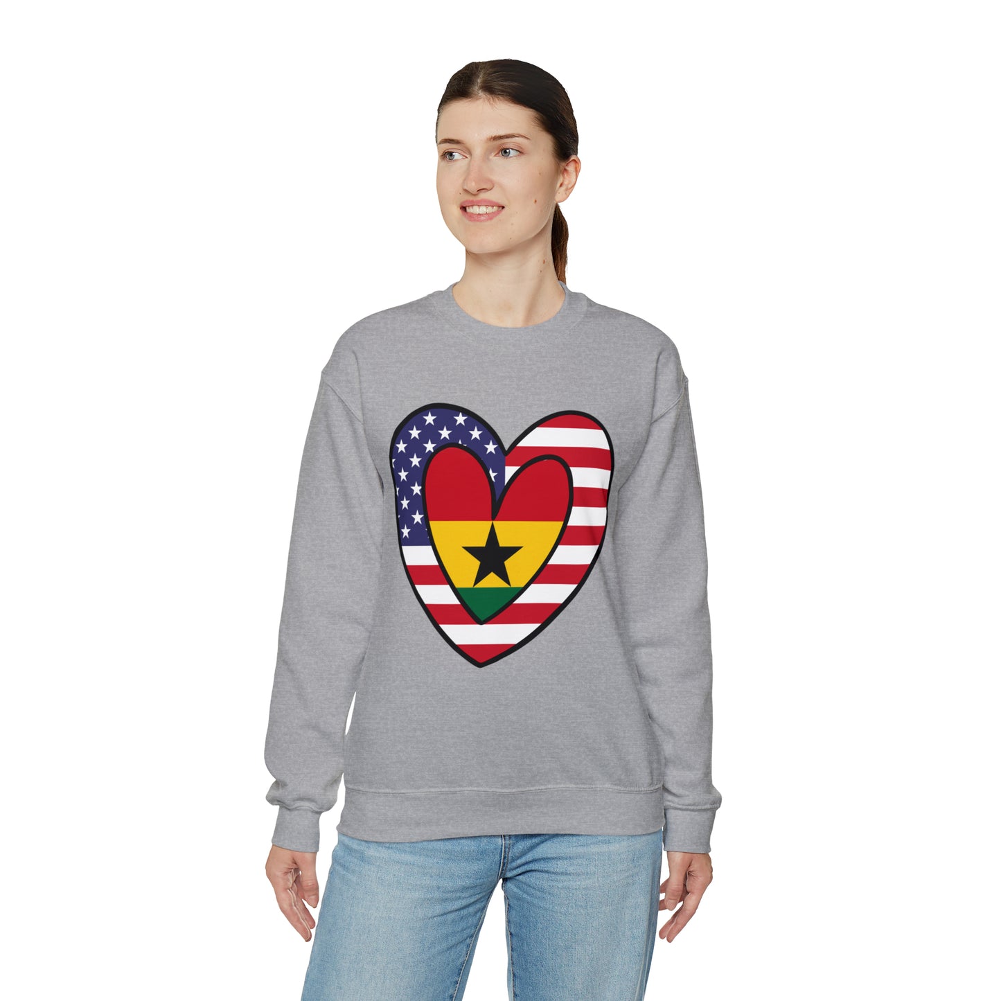 American Ghanaian Flag Inner Heart USA Ghana  Unisex Sweatshirt