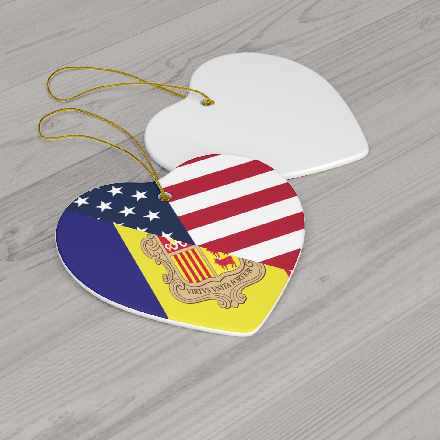 Andorra American Flag Andorran USA Ceramic Ornament | Christmas Tree Ornaments