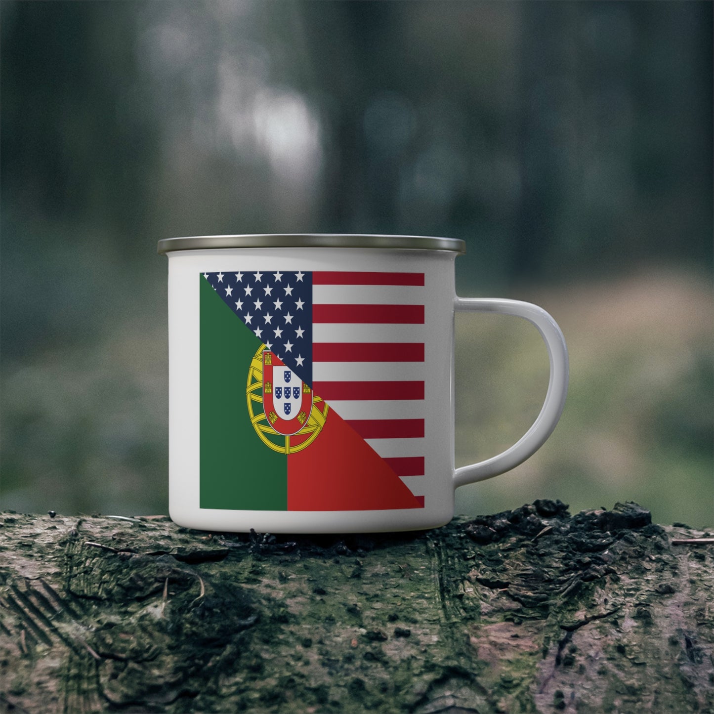 Portugal American Flag Half Portuguese USA 12oz Enamel Mug