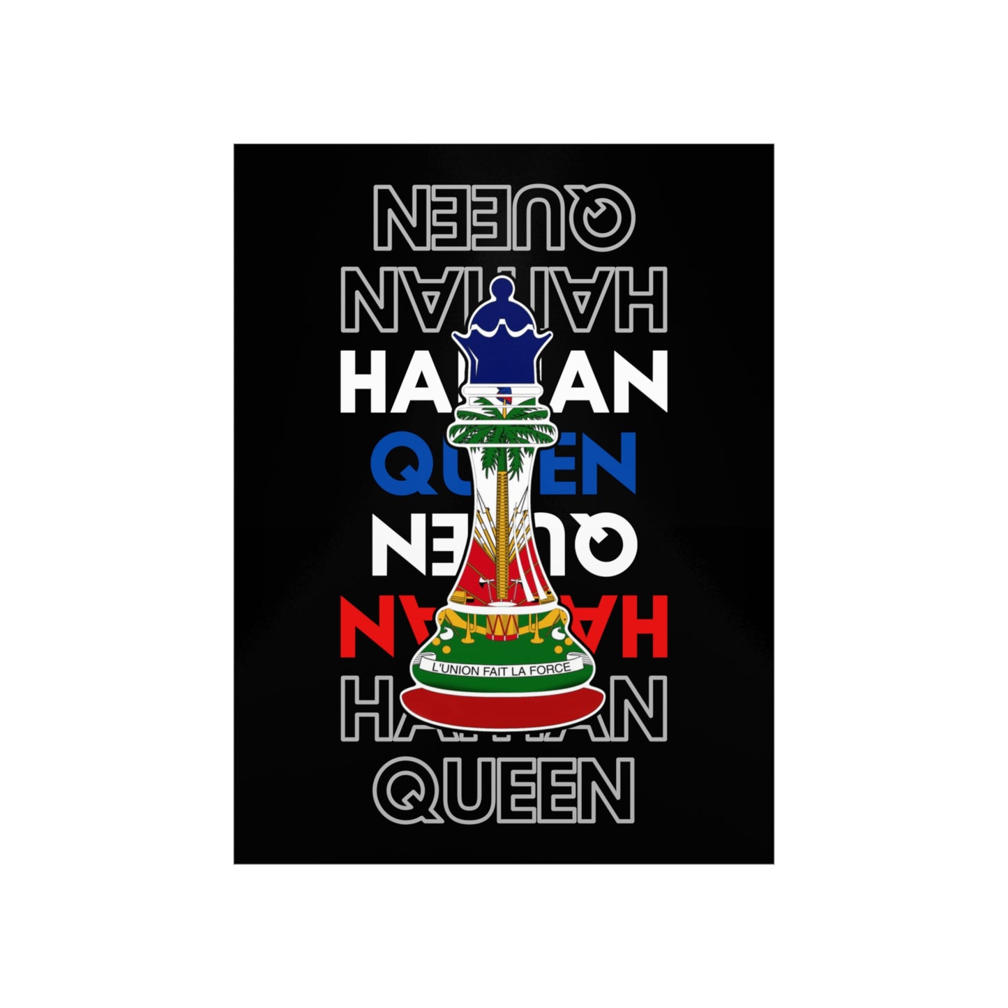 Haitian Queen Chess Piece Text | Haiti Flag Premium Matte Poster