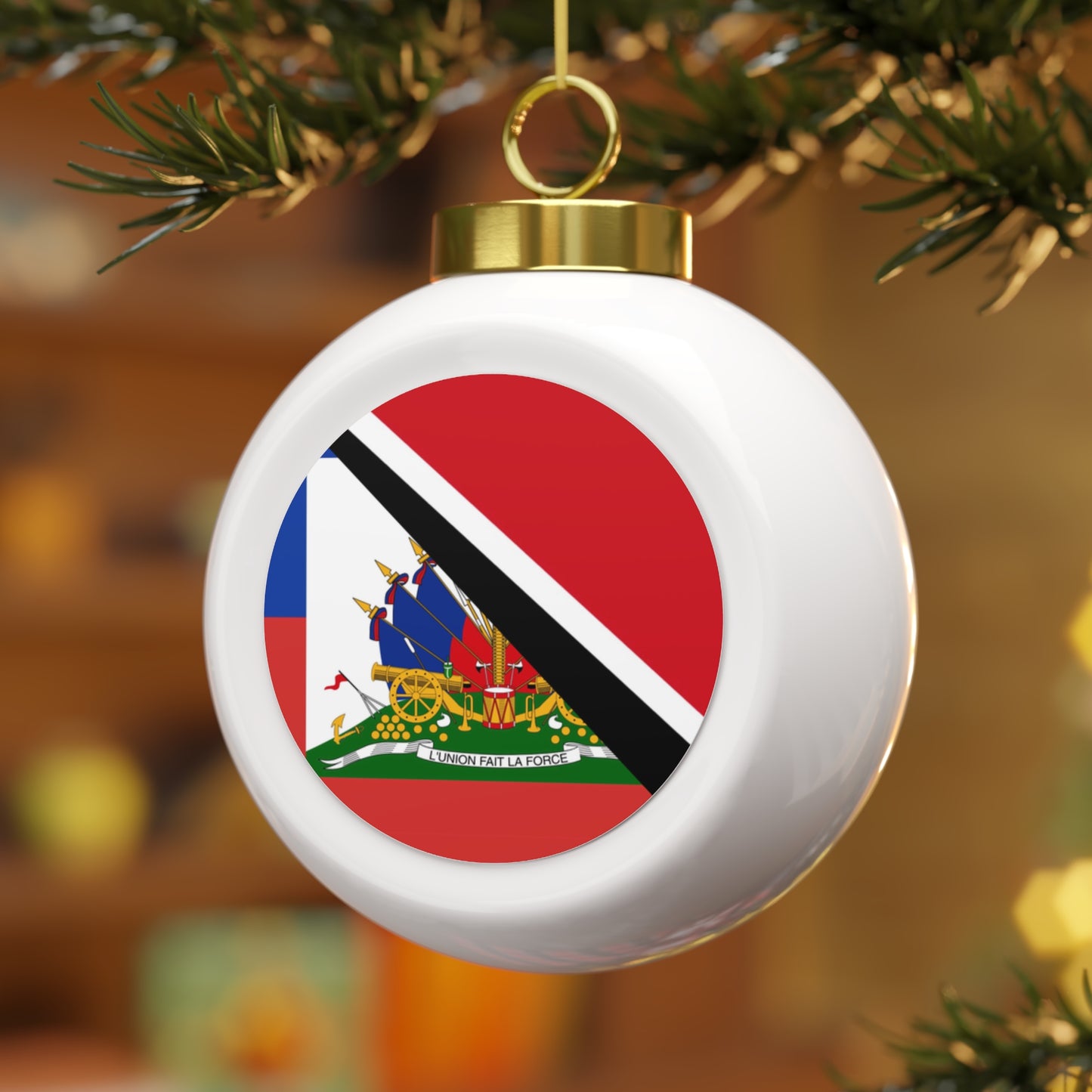 Haitian Trinidad and Tobago Flag Haitian Trini Christmas Tree Ball Ornament