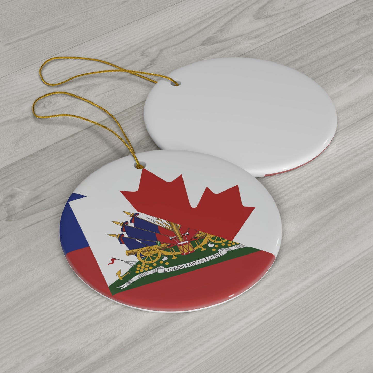 Haitian Canadian Flag | Half Haiti Canada Canadien Ceramic Ornament | Christmas Tree Ornaments