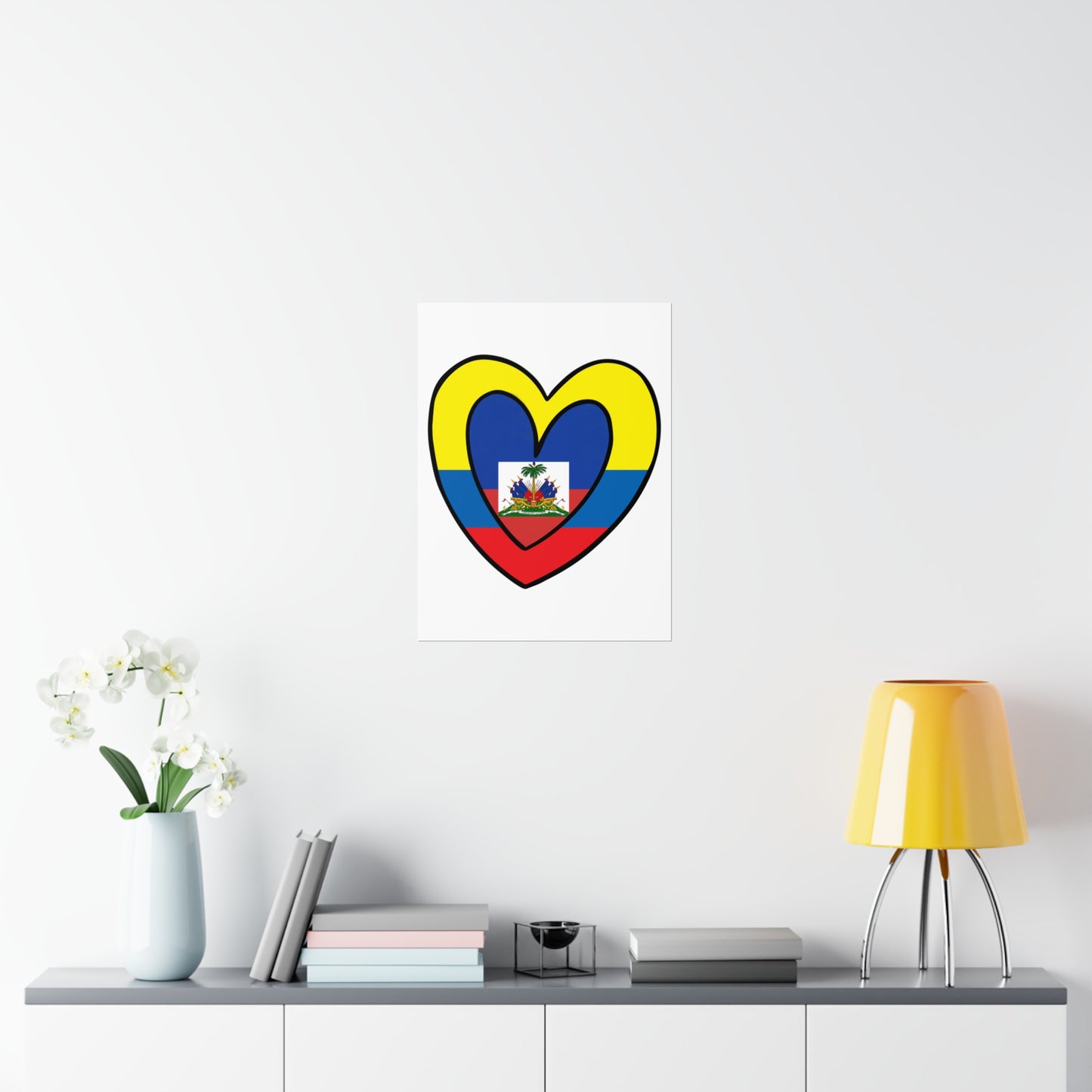 Colombian Haitian Flag Inner Heart Colombia Haiti  Premium Matte Poster