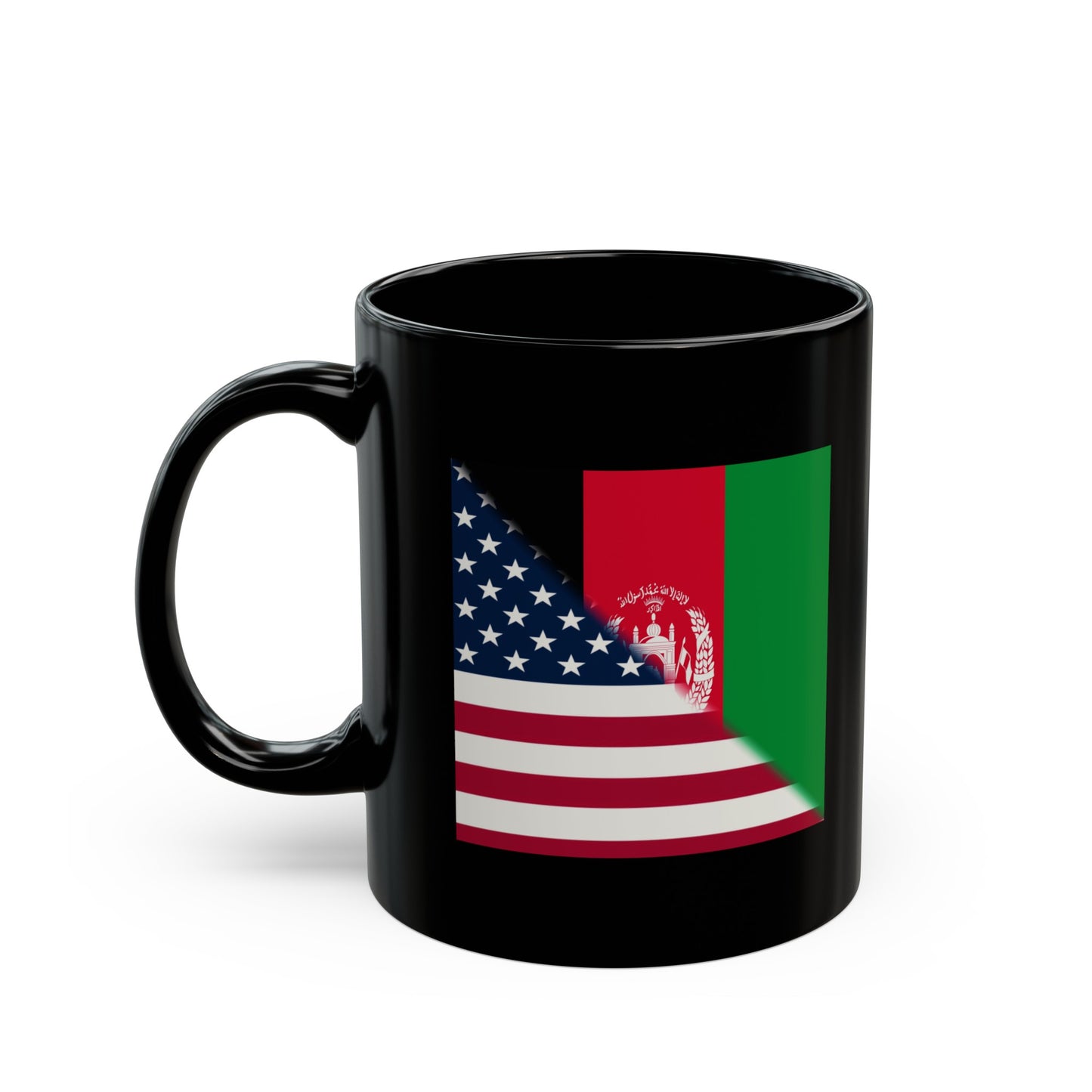 Afghan USA Flag Afghanistan American Black Mug (11oz, 15oz)