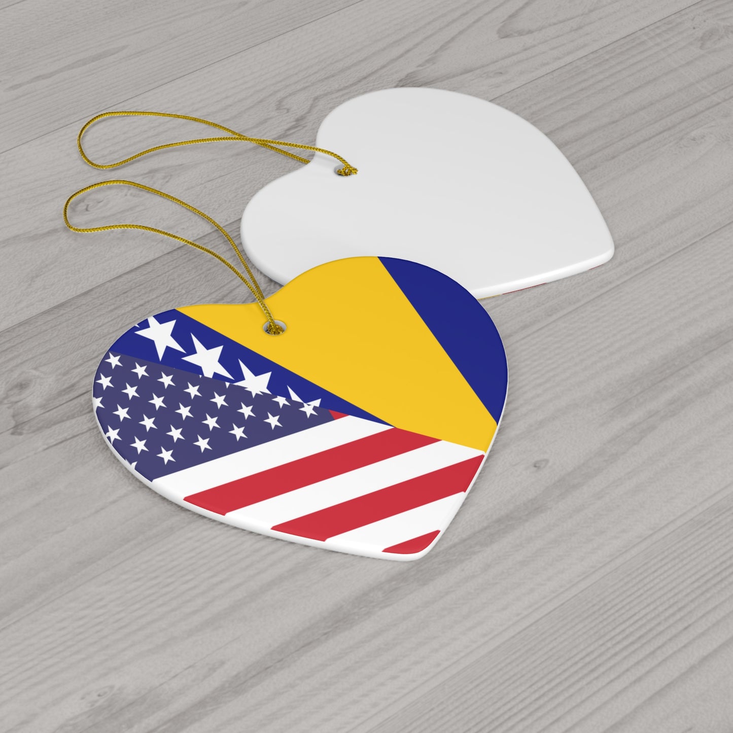 Bosnia Herzegovina American Flag Ceramic Ornament | Christmas Tree Ornaments