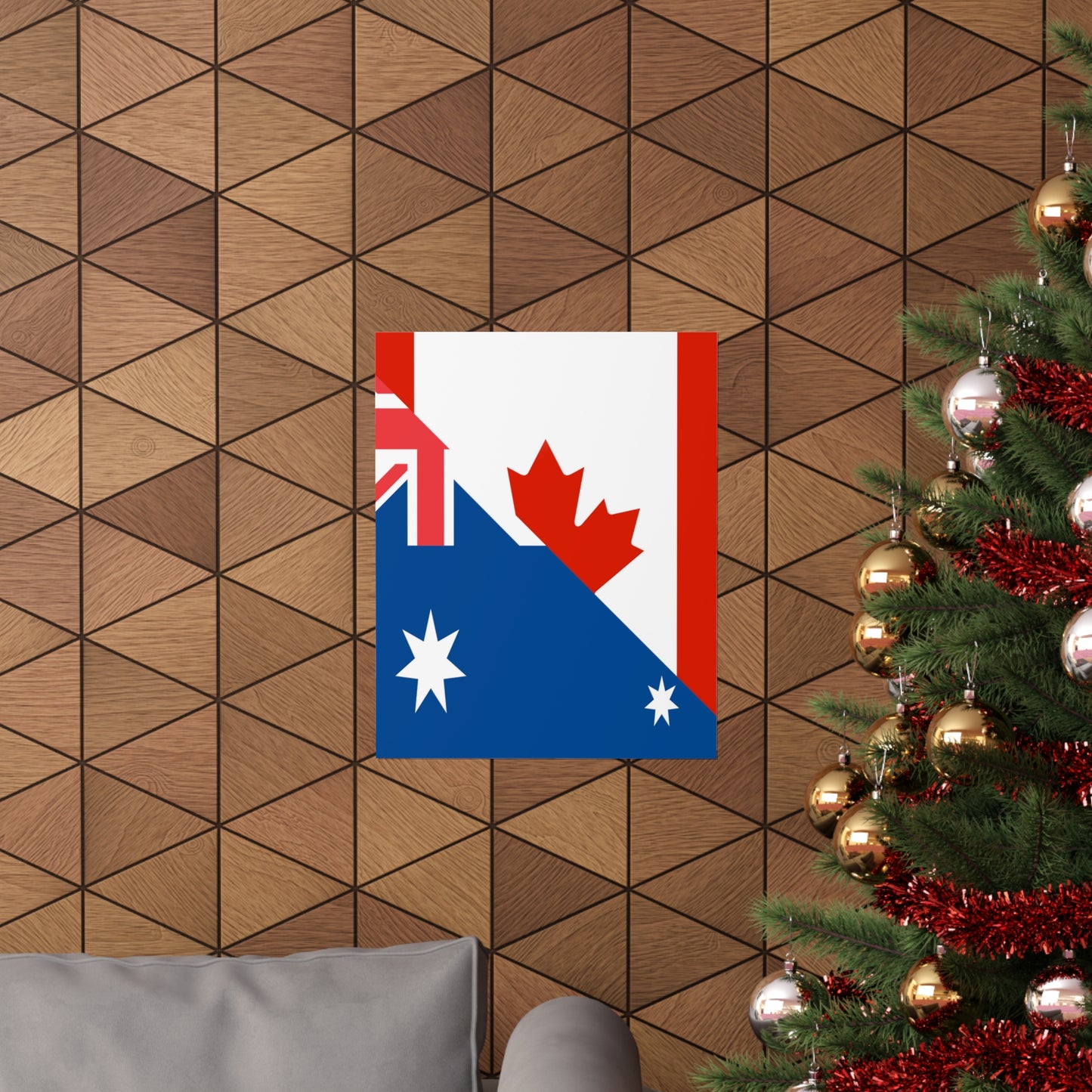 Australian Canadian Flag Half Australia Canada Premium Matte Poster