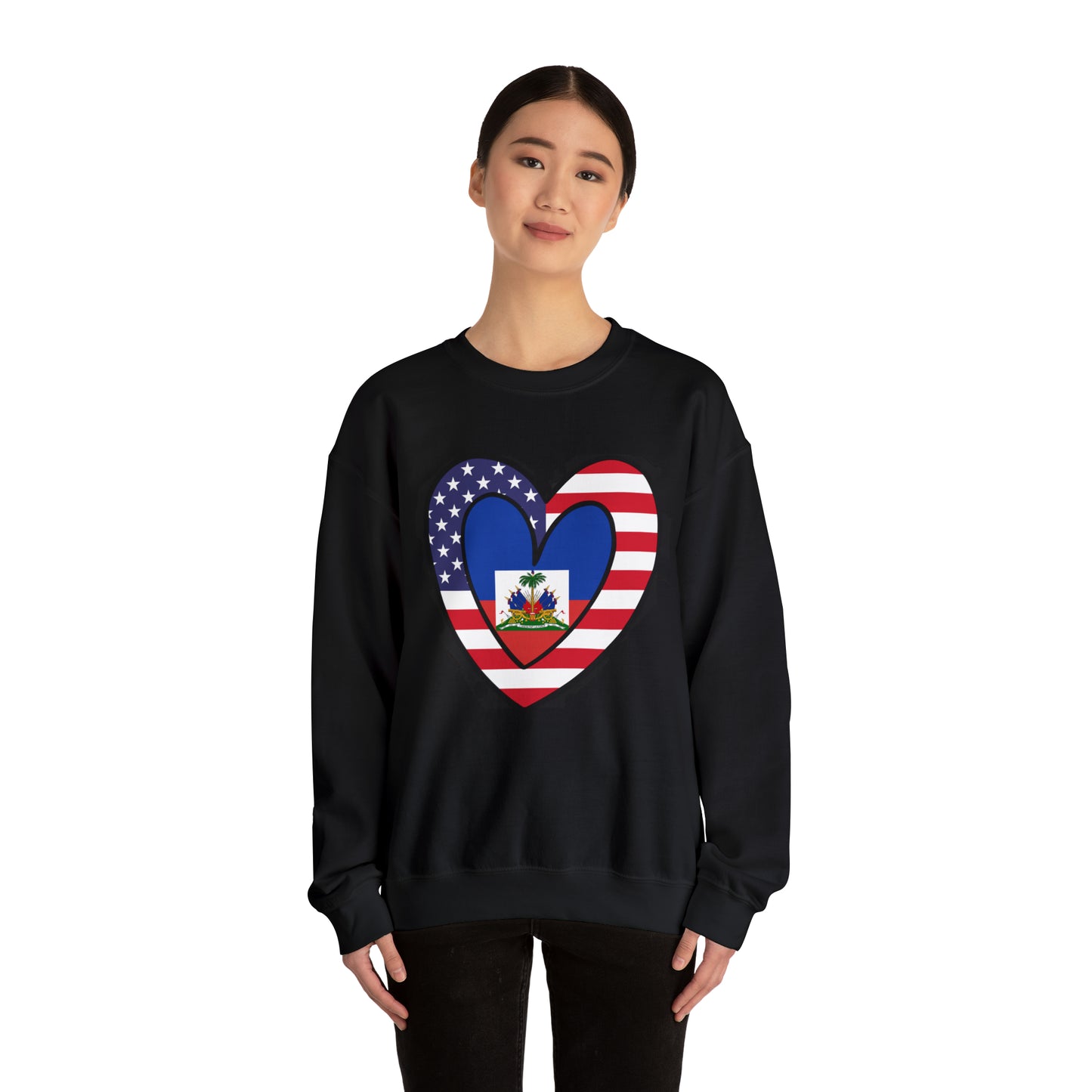 American Haitian Flag Inner Heart USA Haiti Unisex Sweatshirt