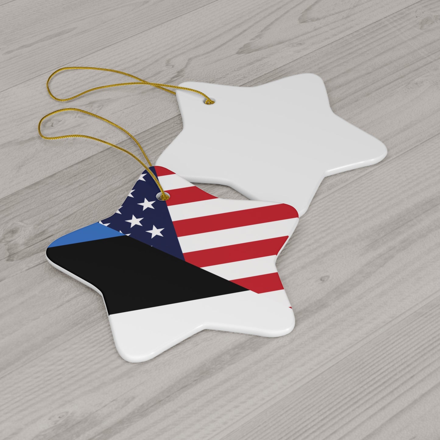 Estonian American Flag Estonia USA Ceramic Ornament | Christmas Tree Ornaments