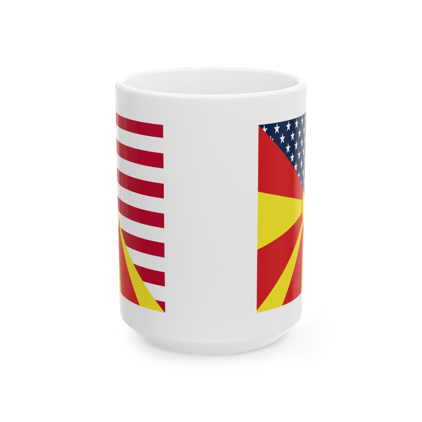 North Macedonia American Flag Half Macedonian USA Ceramic Mug 11oz, 15oz Cup