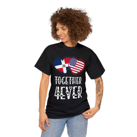 Dominican Republic USA Valentines Gift Flag Heart Dominican American Together 4ever T-Shirt | Unisex Tee Shirt