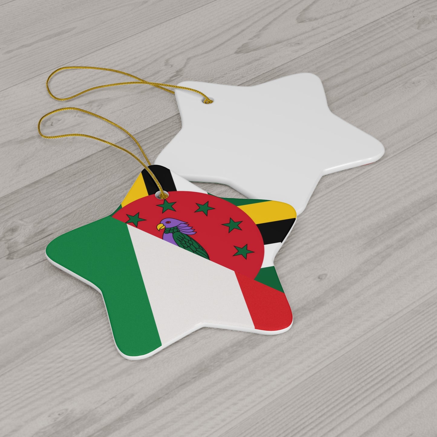 Italy Dominica Flag Half Italian Dominican Ceramic Ornament | Christmas Tree Ornaments