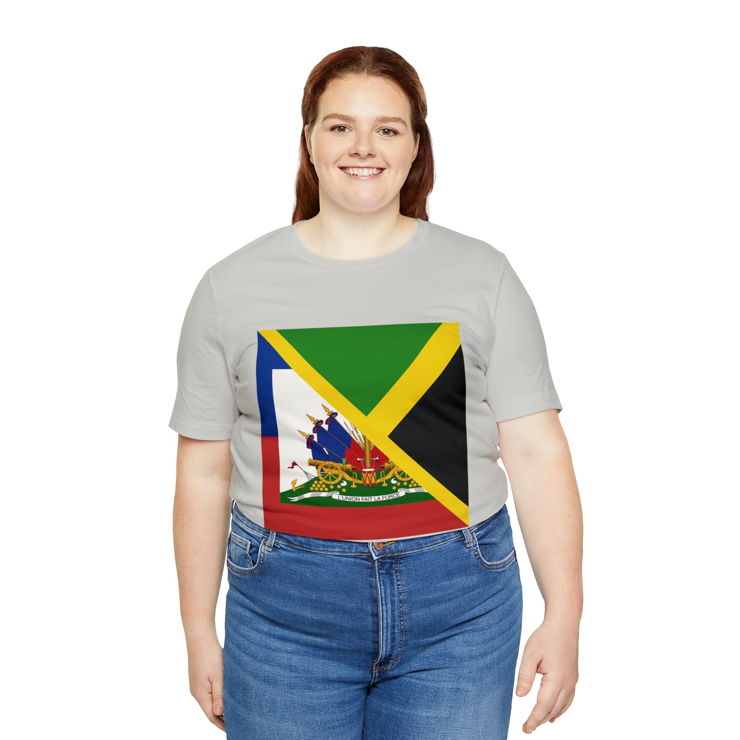 Half Haitian Jamaican Flag Tee | Haiti Jamaica Men Women Shirt