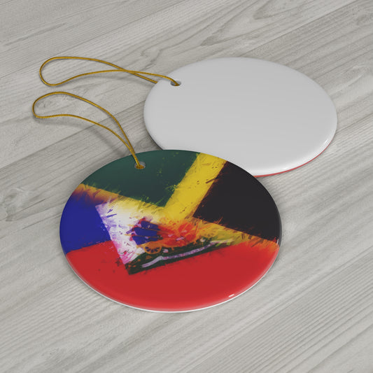 Haitian Jamaican Painted Flag | Haiti Jamaica Ceramic Ornament | Christmas Tree Ornaments