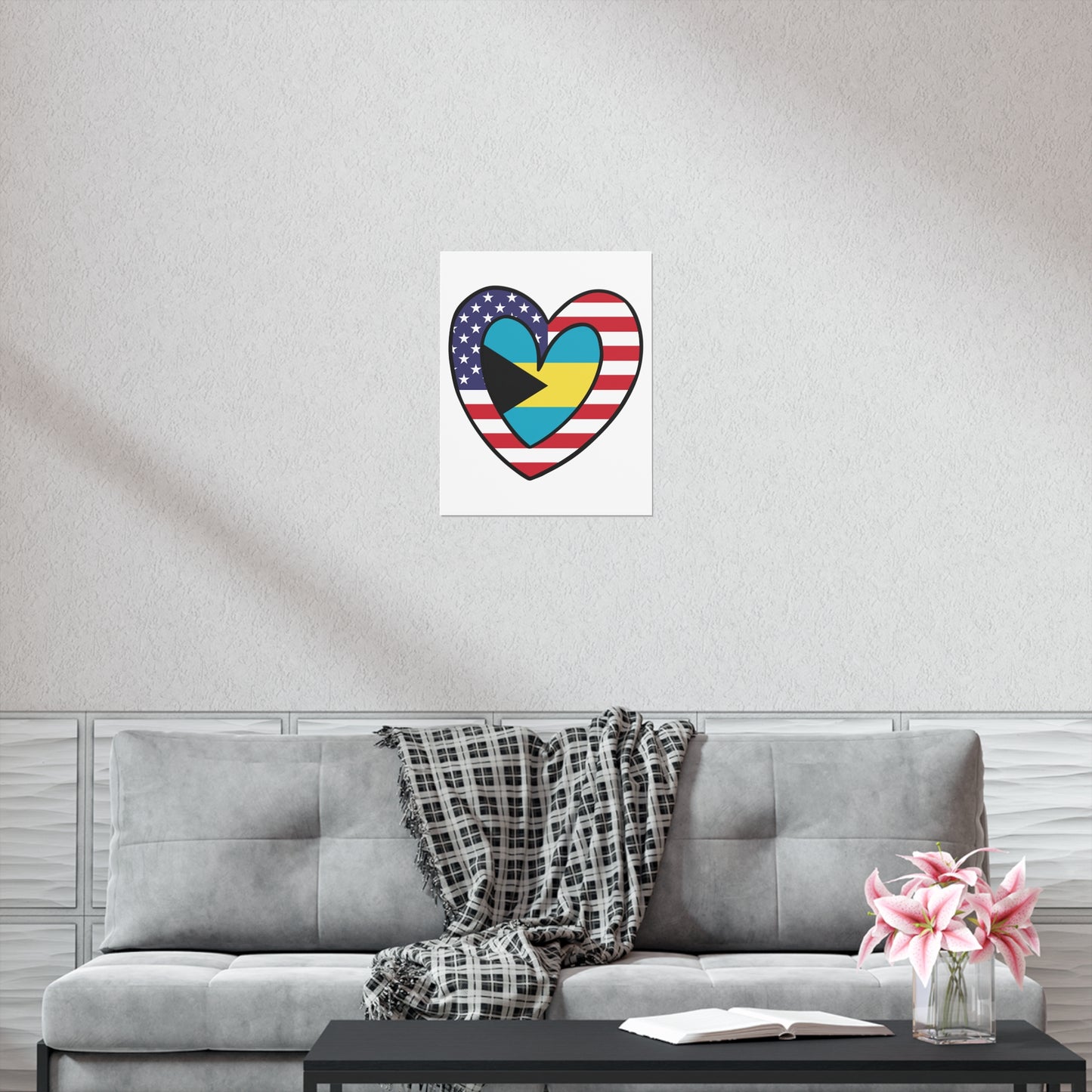 Bahamas American Heart Valentines Day Gift Half Bahamian USA Flag Premium Matte Poster