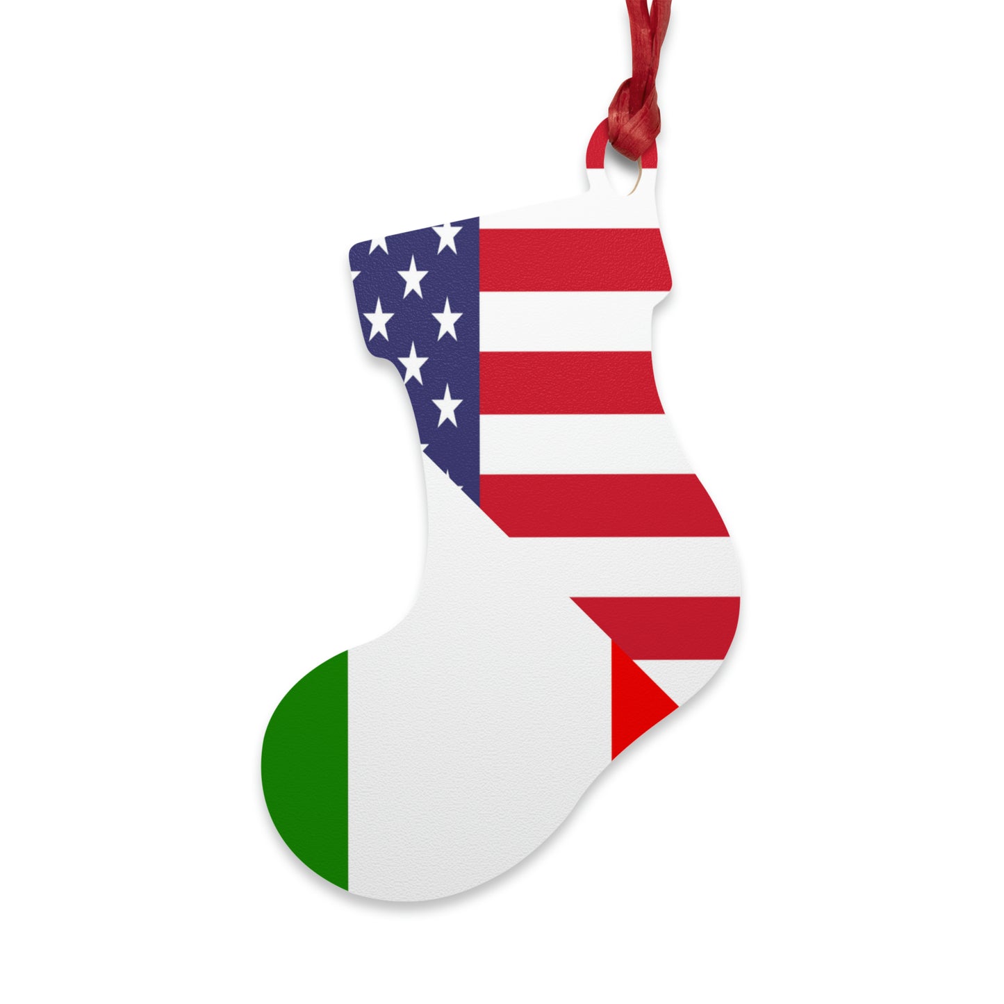 Italian American Flag Italy Italiano USA Wooden Ornament