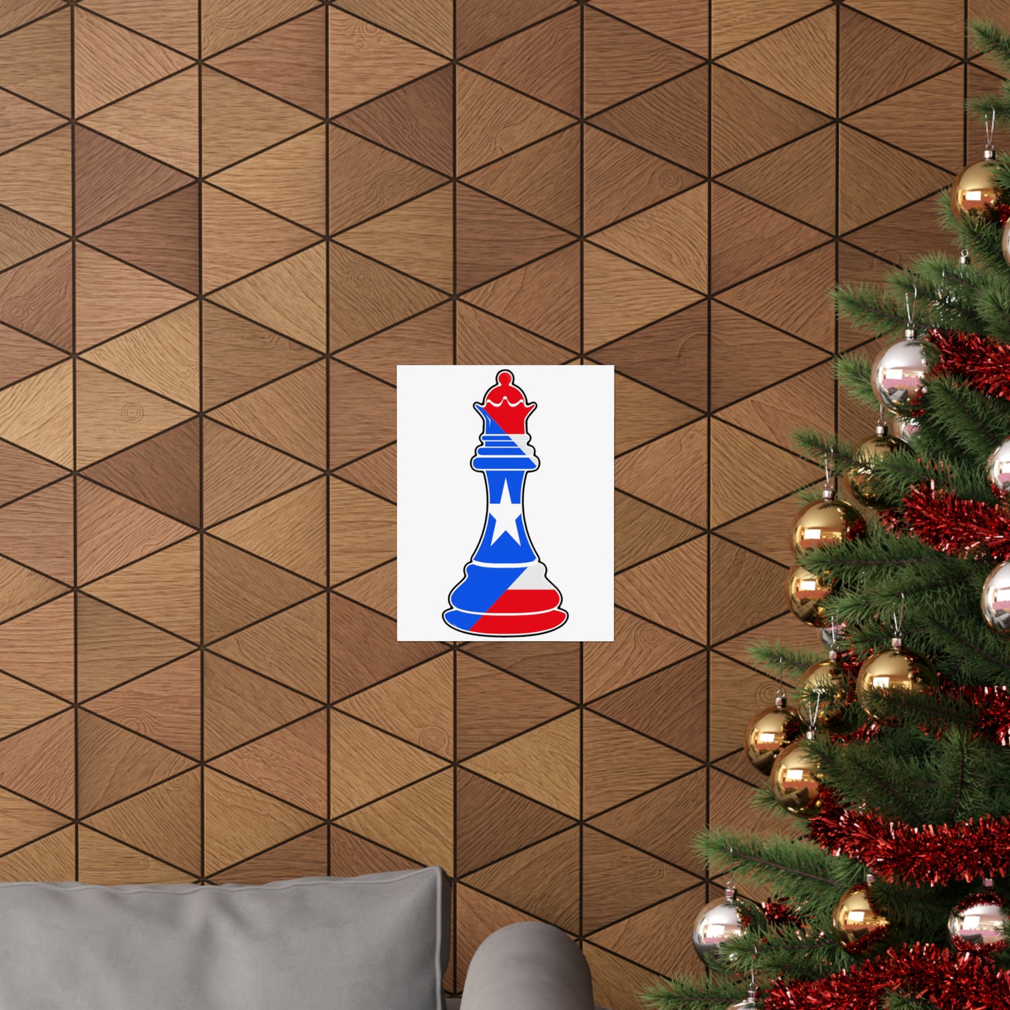 Puerto Rican Queen Flag Chess Piece Boricua Premium Matte Poster