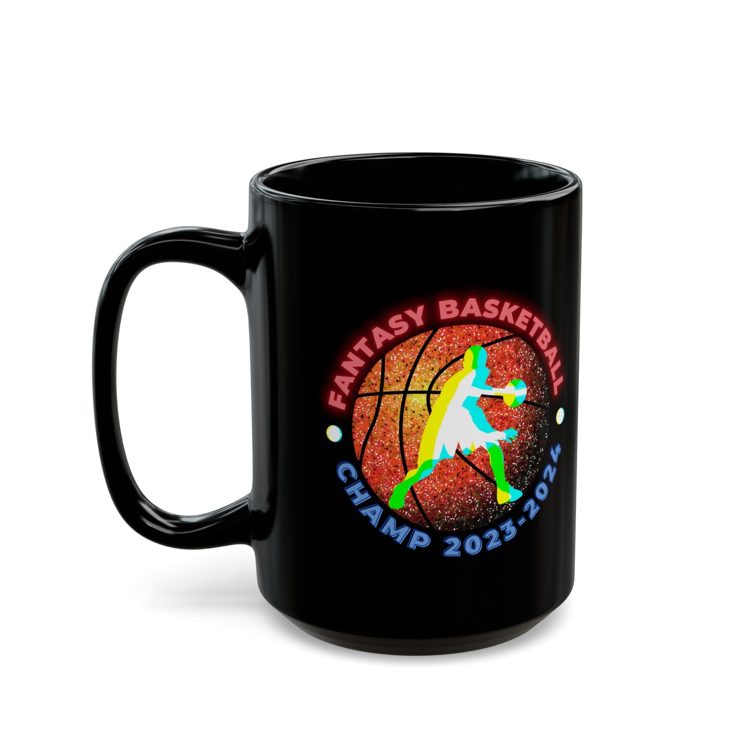 Fantasy Basketball Champ Retro 2023 2024 Champion Black Mug (11oz, 15oz)