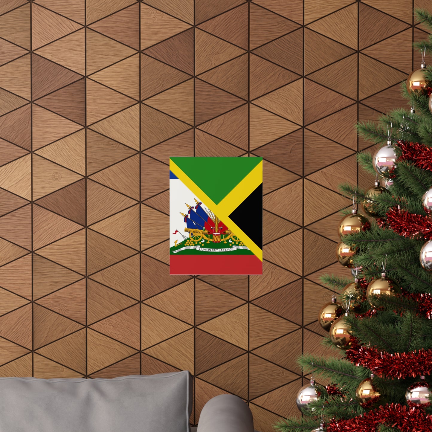 Haitian Jamaican Flag | Half Jamaica Haiti Premium Matte Poster