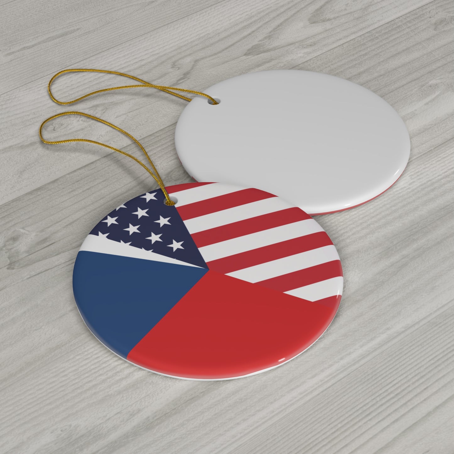 Czech Republic American Flag Czechia USA  Ceramic Ornament | Christmas Tree Ornaments