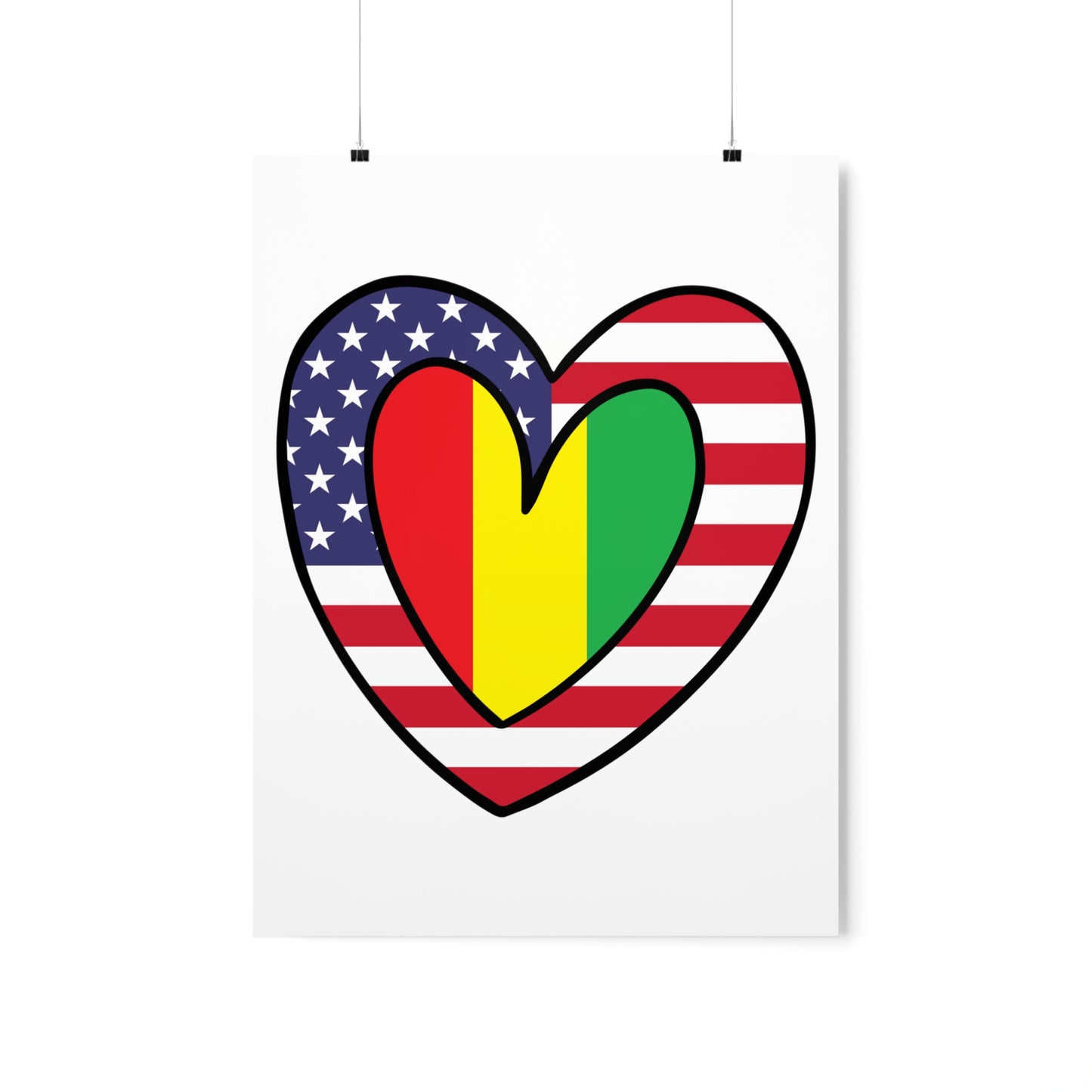 Guinean American Heart Valentines Day Wedding Gift Half Guinea USA Flag Premium Matte Poster