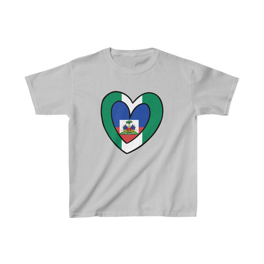 Kids Nigerian Haitian Flag Inner Heart Nigeria Haiti  T-Shirt | Unisex Tee Shirt