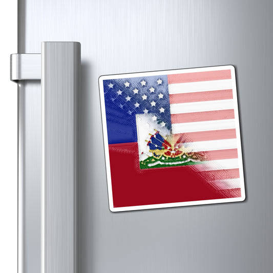 Haiti America Flag Painted | Half Haitian American Flag Magnet