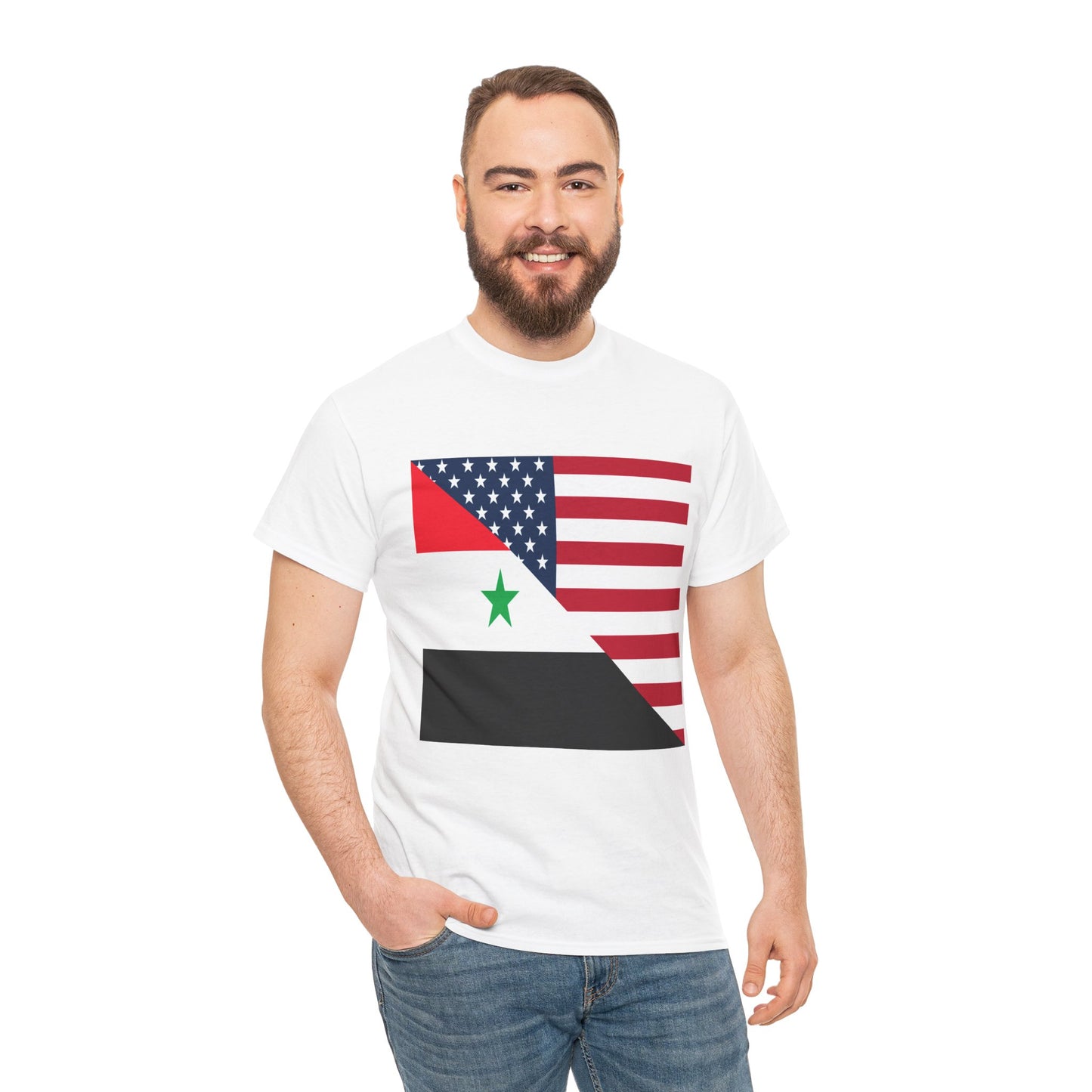 Syrian American Flag Half Syria USA T-Shirt | Unisex Tee Shirt