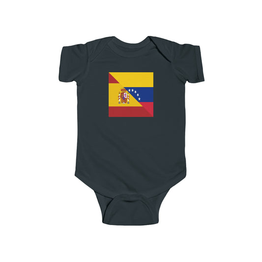 Spanish Venezuelan Flag Baby Bodysuit | Spain Venezuela Newborn Girl Boy