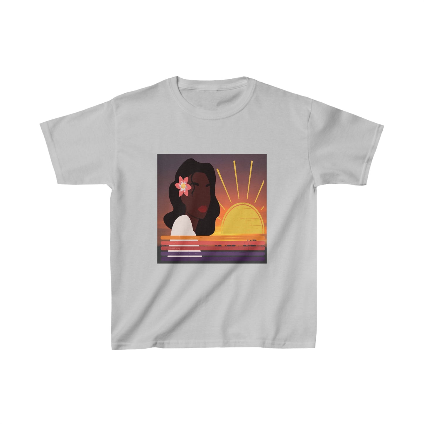 Kids Black Woman Sunset T-Shirt | Unisex Tee Shirt