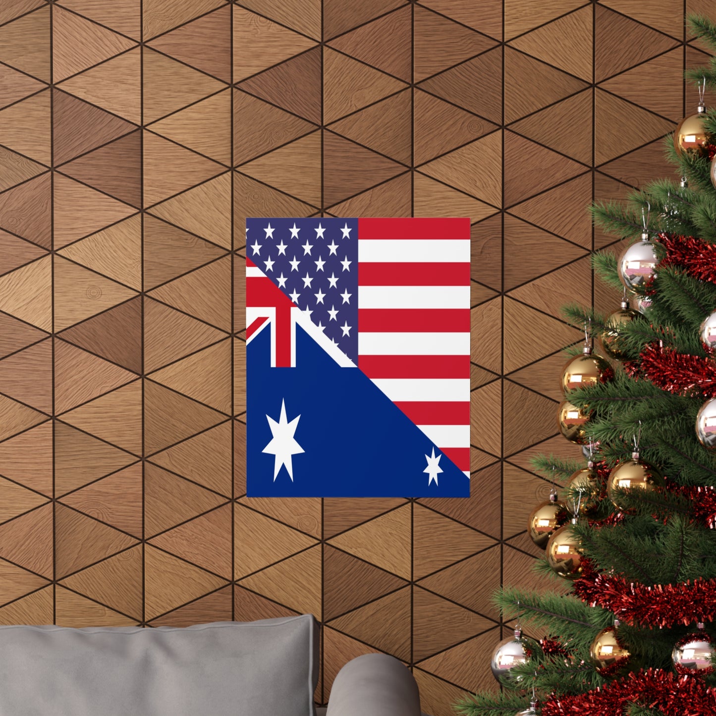 Australian American Flag Australia USA Premium Matte Poster