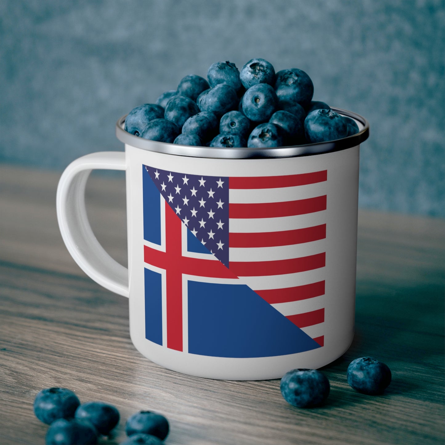 Iceland American Flag Icelander USA 12oz Enamel Mug