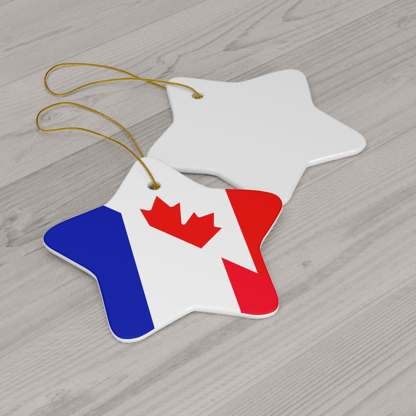 French Canadian Flag France Canada Ceramic Ornament | Christmas Tree Ornaments