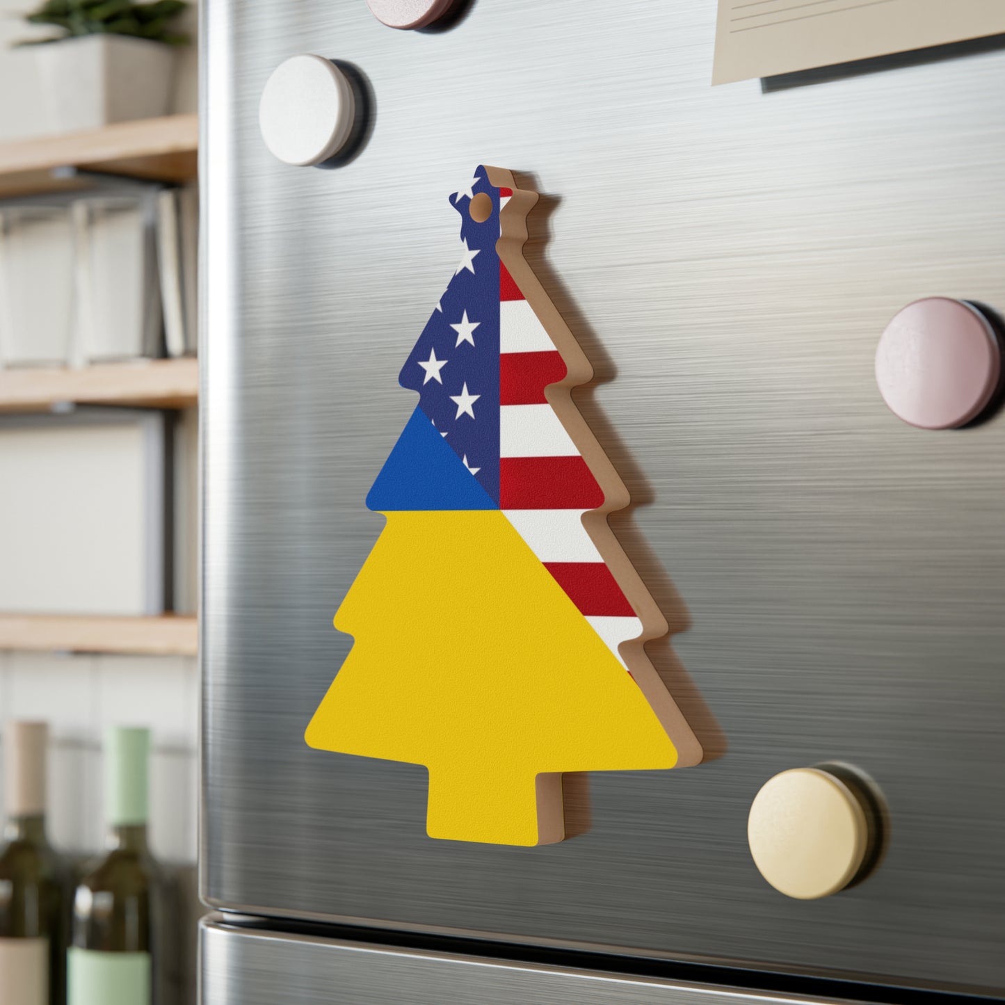 Ukrainian American Flag | Half Ukraine USA Wooden Ornament