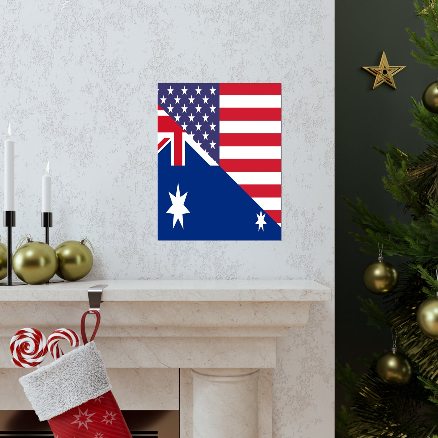 Australian American Flag Australia USA Premium Matte Poster