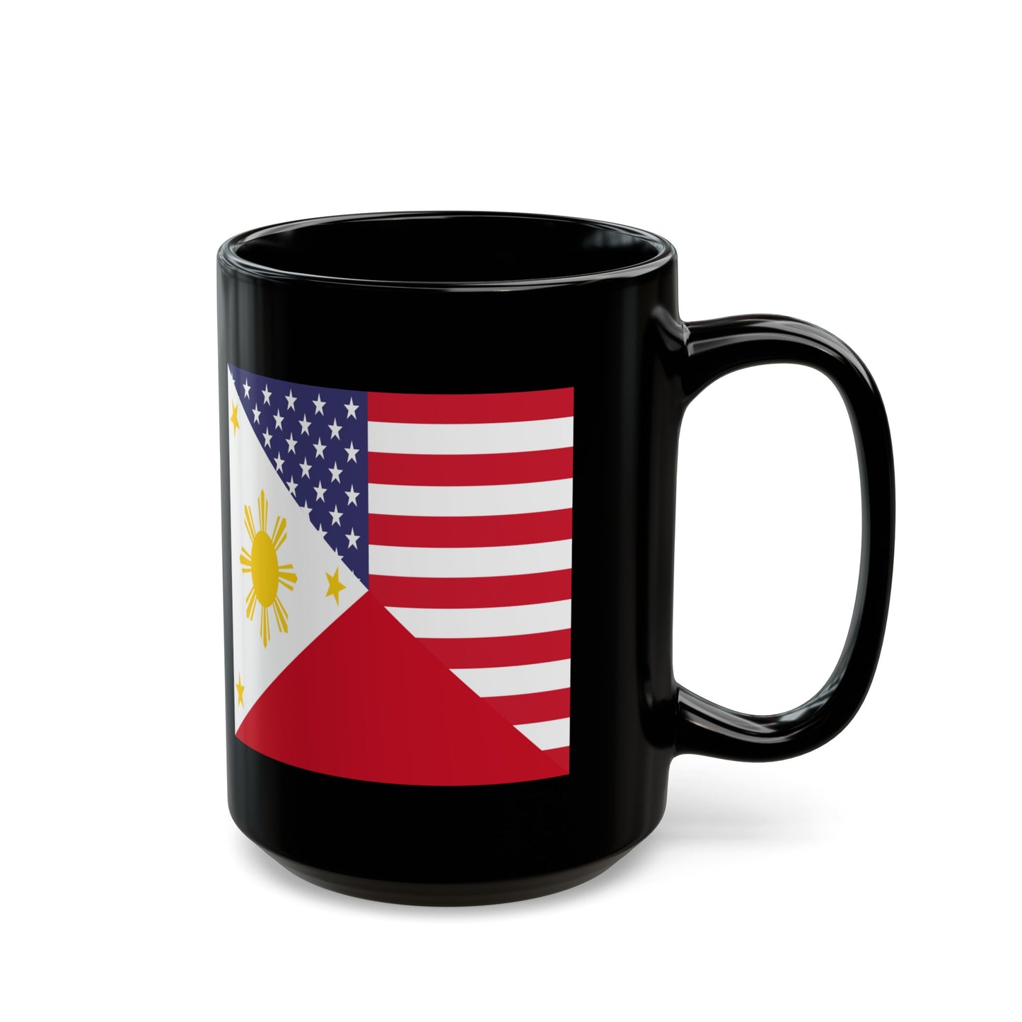 Filipino American Flag Half Philippines USA Black Mug (11oz, 15oz)