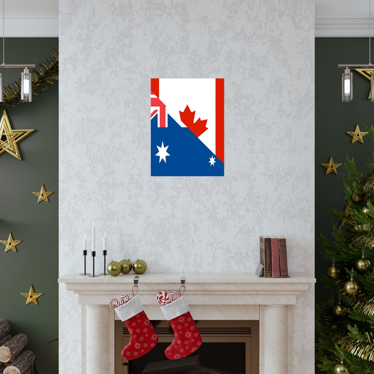 Australian Canadian Flag Half Australia Canada Premium Matte Poster