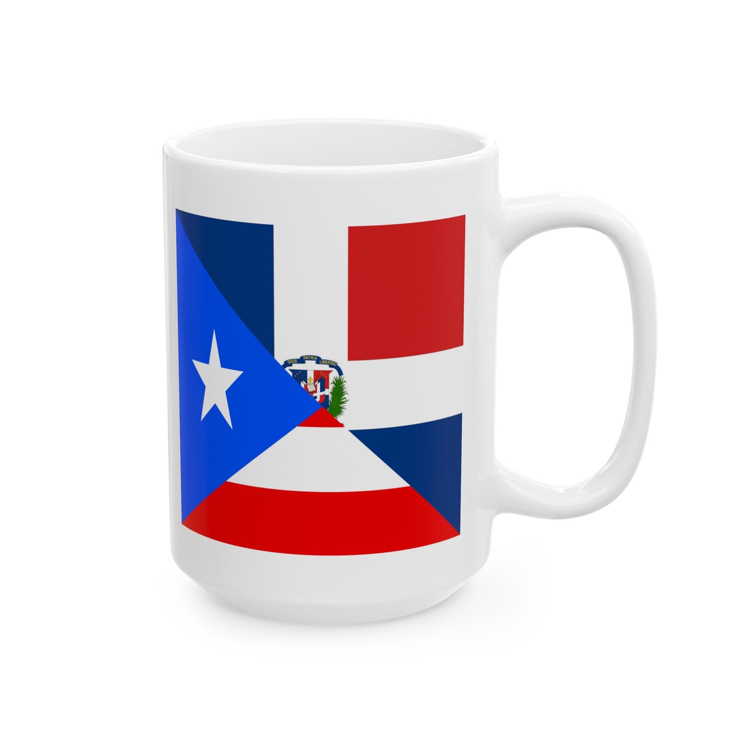 Puerto Rican Dominican Republic Flag Half PR DR Ceramic Mug 11oz, 15oz Cup