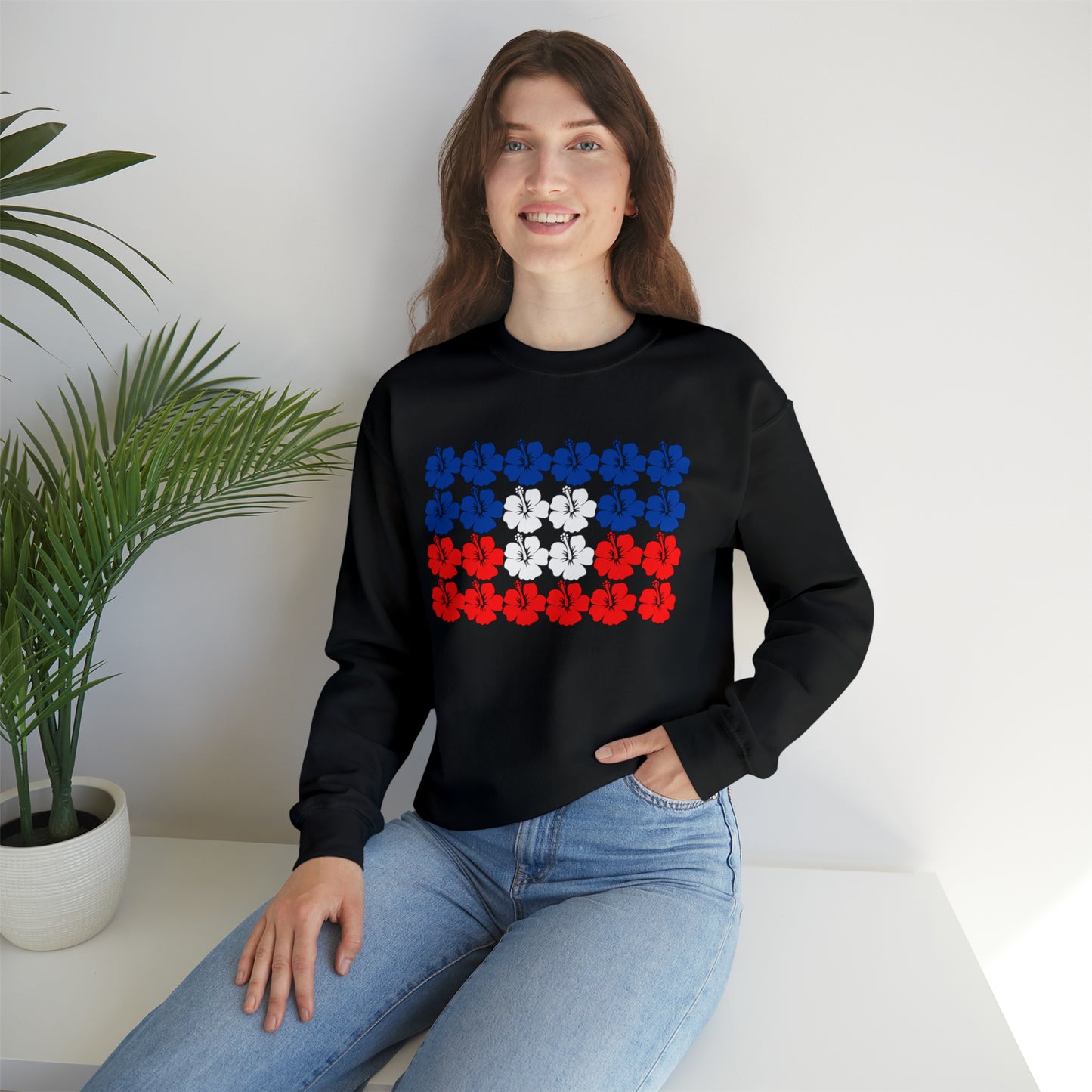 Haitian Hibiscus Flag | Haiti Flower Unisex Sweatshirt