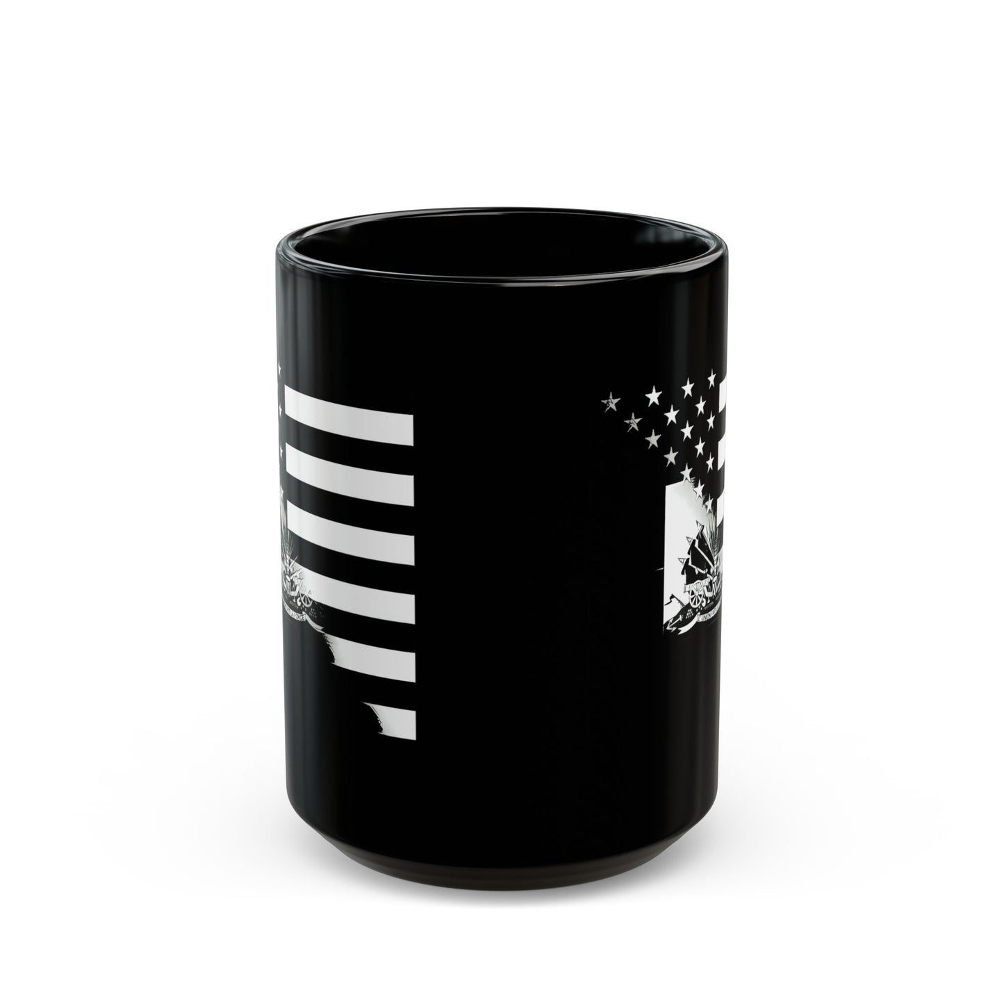 Haitian American Black White Flag Haiti USA Black Mug (11oz, 15oz)