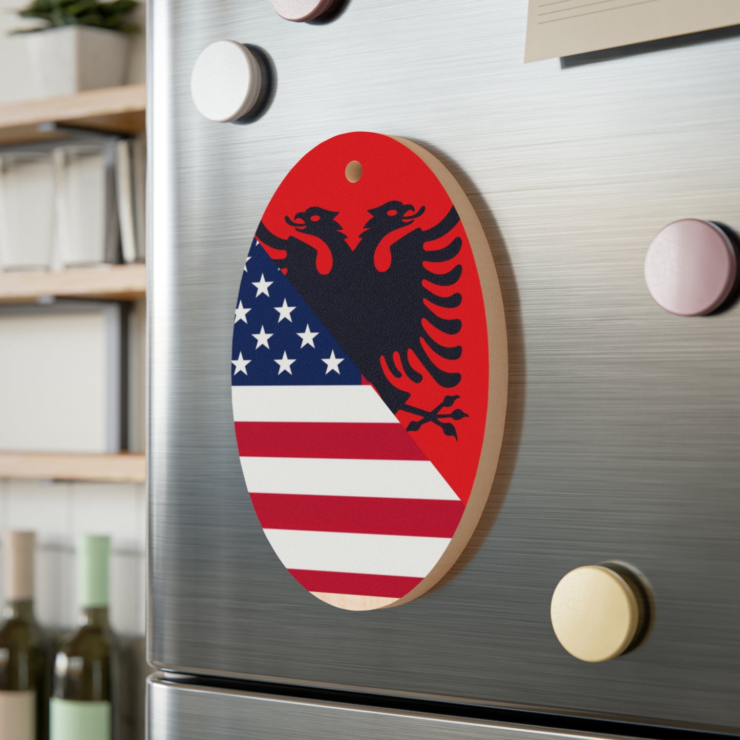 Albanian American Flag Albania USA Wooden Ornament