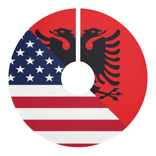 Albanian American Flag Albania USA Christmas Tree Skirt