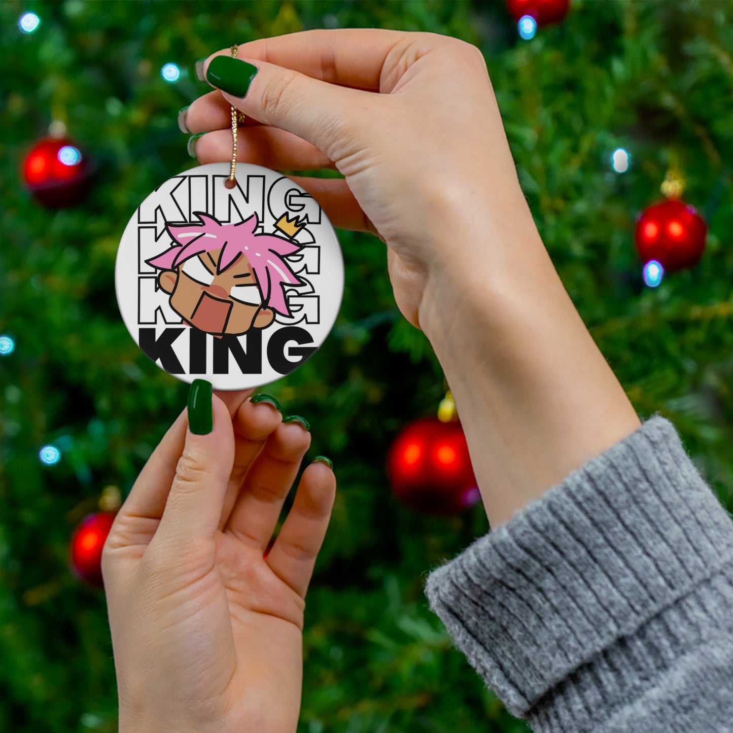 Anime King Royalty Crown Ceramic Ornament | Christmas Tree Ornaments